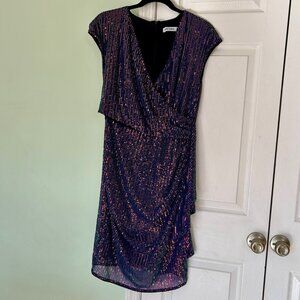 Grace Karin Sequin Bodycon Dress | Iridescent Purple | Wrap V-Neck | Cocktail